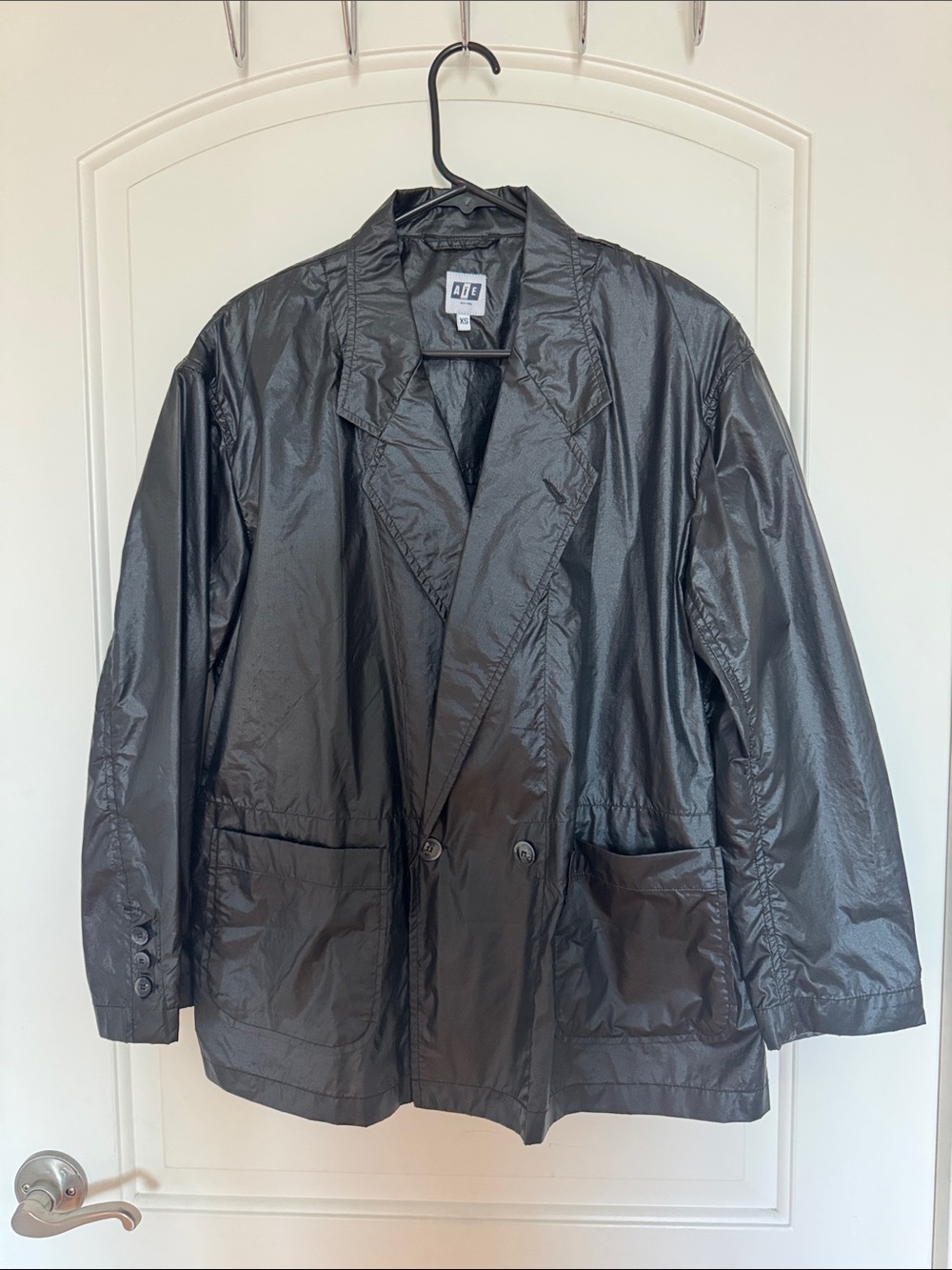 AIE Men's Black Lightweight Double-Breasted Shirt Jacket